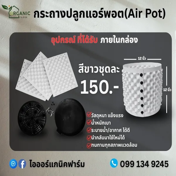 กระถางปลูกแอร์พอต (Air Pot) สีขาว